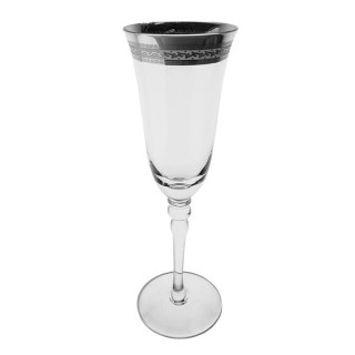 Patterned Silver Rim Champagne Glass
