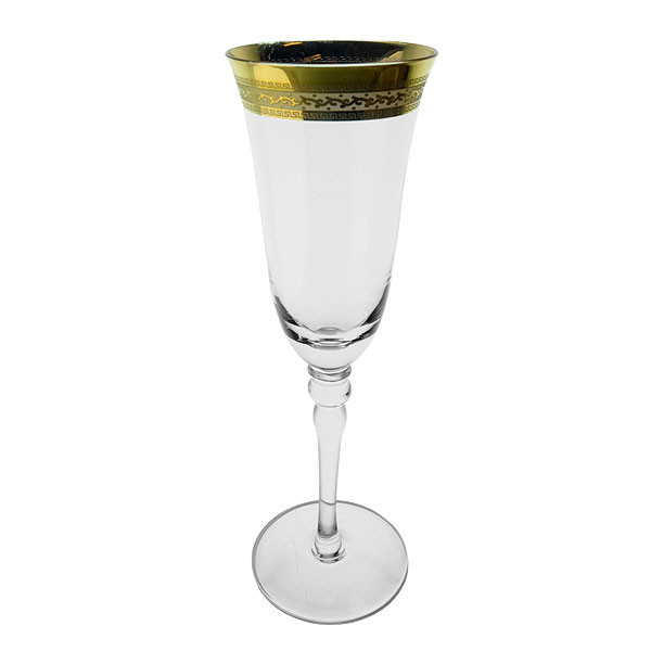 Patterned Gold Rim Champagne Glass Event Hire Uk