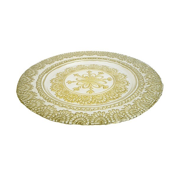 Gold Patterned Glass Charger Plate Event Hire UK